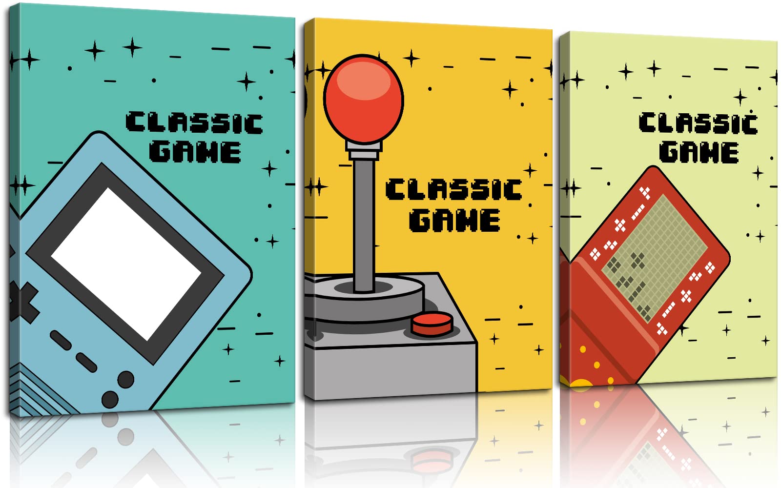 3-Piece Classic Video Game Posters Set - 12x16 Inch Wall Art Prints for Gamers, Boys Room Decor & Teen Gaming Room - Ready to Hang (Super Mario, Sonic, Pac-Man) - Perfect for Game Room, Bedroom & Man Cave Decor