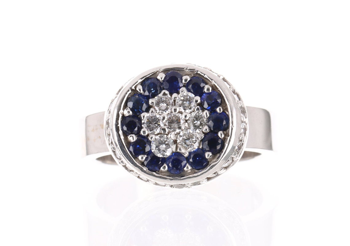 1.25tcw AAA+ Natural Blue Sapphire & Diamond Ring in 14K Gold - Elegant Engagement, Wedding, or Anniversary Jewelry Gift for Women