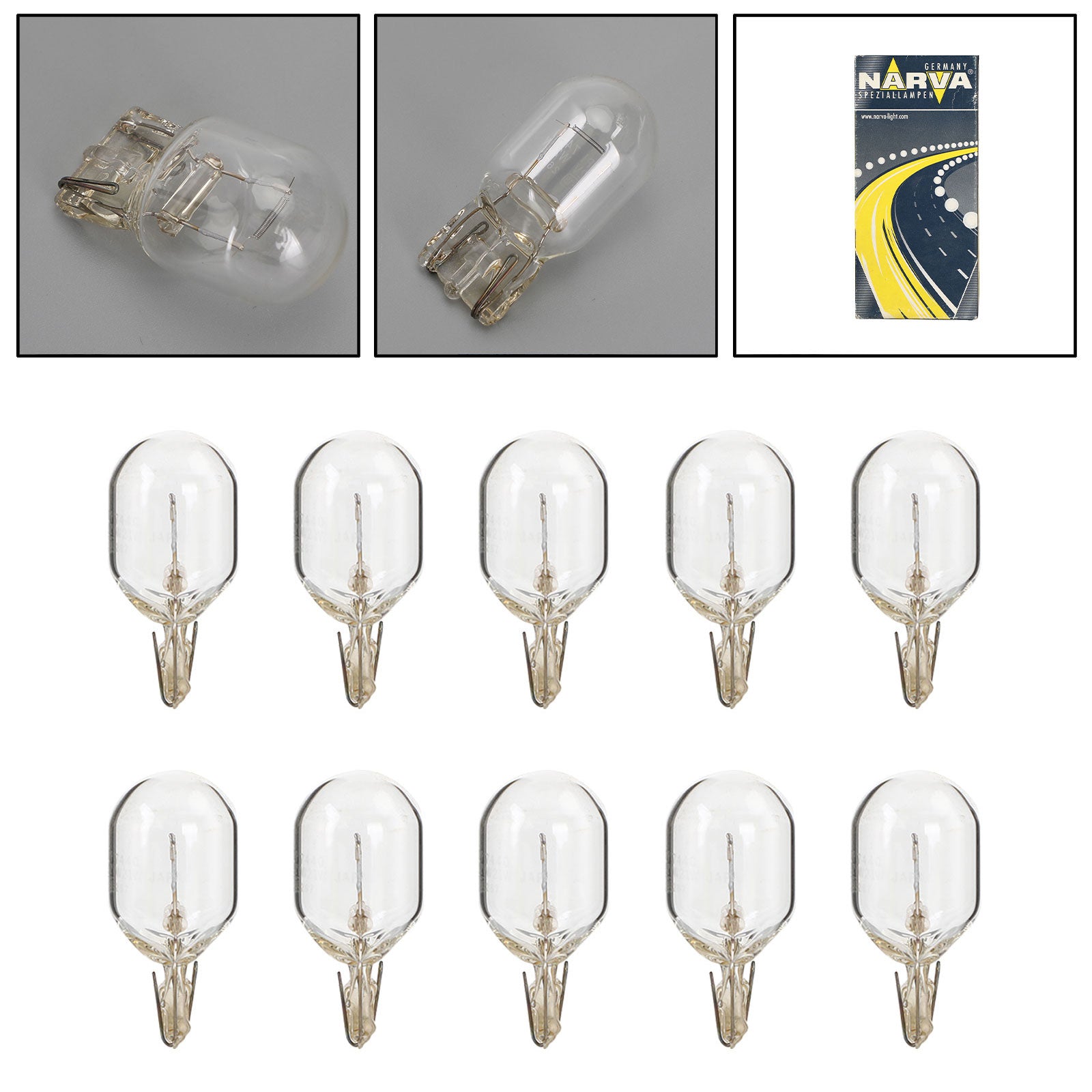 10x NARVA 17632 Car Auxiliary Bulbs W21W 12V21W W3x16d - Replacement for Interior Dome Lights, Map Lights & License Plate Lights - Perfect for Volkswagen, Audi, BMW & More