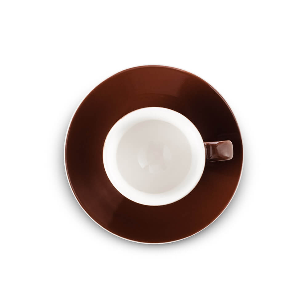 Premium Brown Porcelain Espresso Cup & Saucer Set (2oz/70ml) - Durable Ceramic Coffee Cups for Espresso, Cappuccino & Latte - Perfect for Home, Café & Restaurant Use