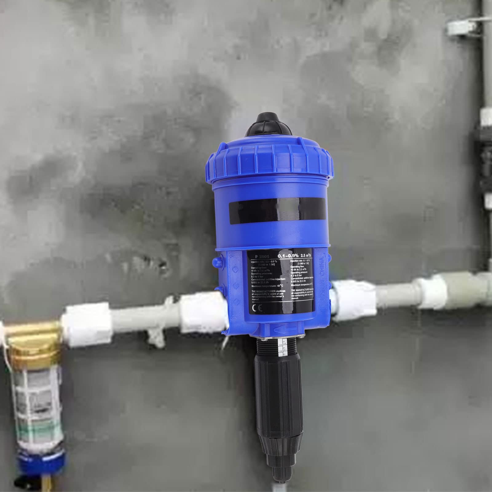 EVTSCAN 0.1%-0.9% Adjustable Automatic Proportional Fertilizer Injector | G3/4 Water Powered Dosing Pump | for Garden, Landscape & Greenhouse Drip Irrigation | Perfect for Hydroponics, Lawn Care & Agricultural Fertilization Systems