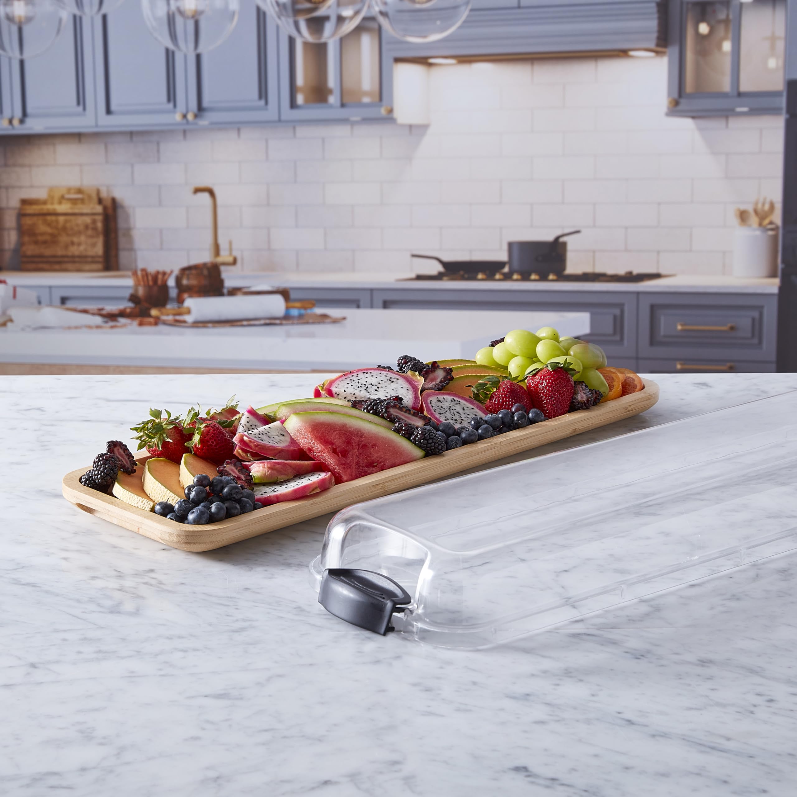 Premium FARBERWARE Bamboo Cutting Board with Locking Lid - Rectangular Build-a-Board for Charcuterie, Cheese, Snacks | Perfect for Entertaining, Kitchen Prep & Serving Platters