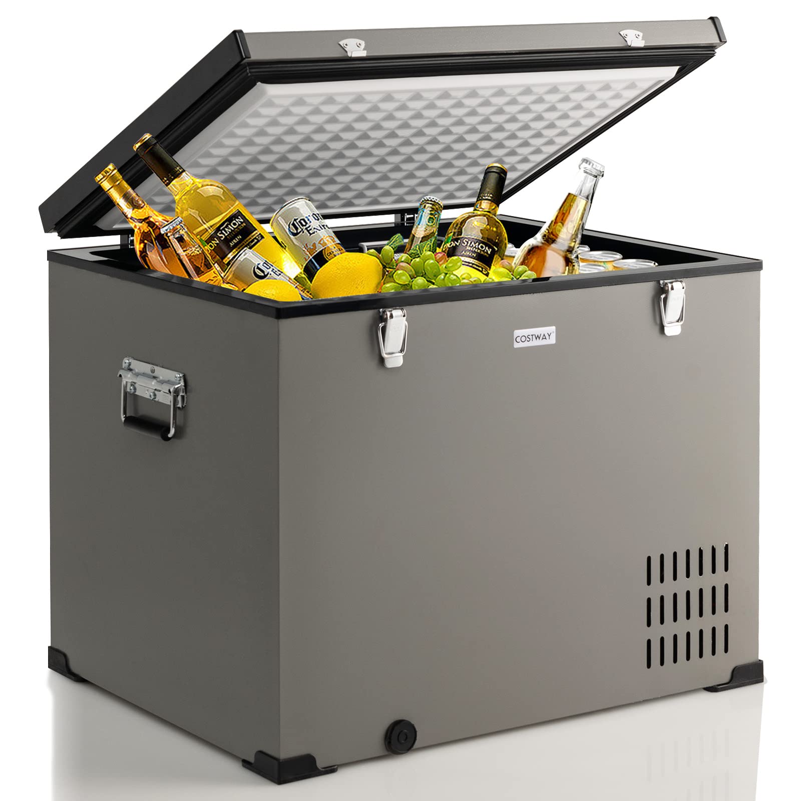 COSTWAY 90 Quart Portable Car Refrigerator & Freezer - 12/24V DC & 100-240V AC Compressor Cooler for Camping, Fishing, RV, Truck, Home Use (-11°F to 50°F) | Perfect for Road Trips, Tailgating & Outdoor Adventures