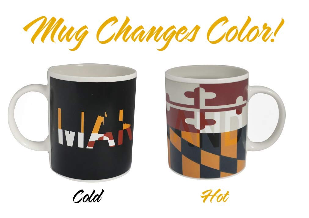 Color Changing Maryland Flag ThermoH Exray Ceramic Coffee Mug - Heat Sensitive State Pride Gift for Home, Office & Outdoor Camping Use