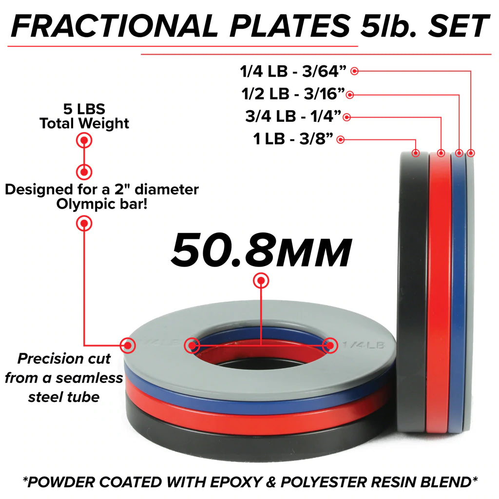 Serious Steel Fractional Weight Plates - 1/4, 1/2, 3/4 LB Olympic Weight Plates for Home Gym & CrossFit Training