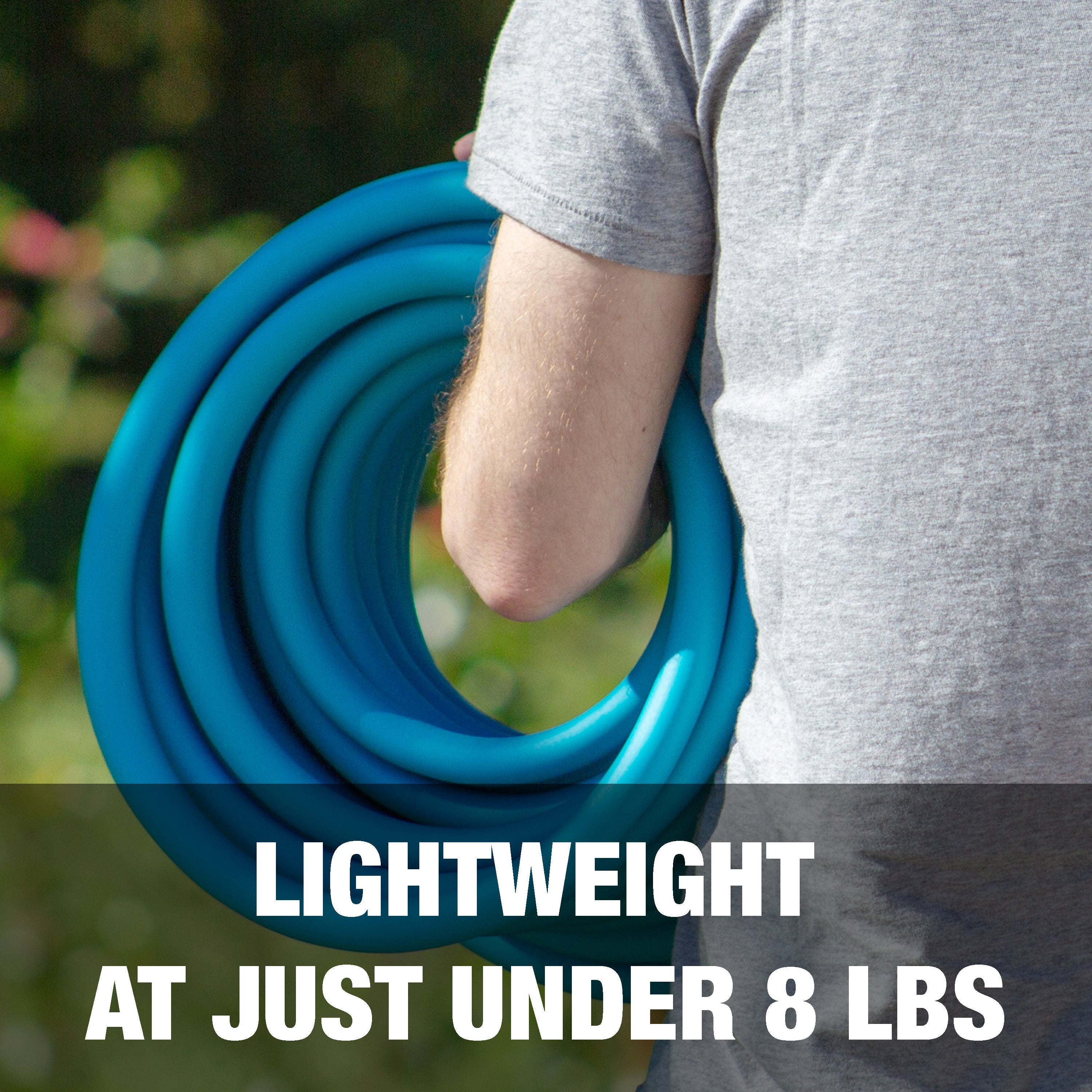 Aqua Joe 50ft Hybrid Polymer Garden Hose with Stand - Heavy Duty, Kink-Free, Lightweight for Easy Handling - Perfect for Lawn Care, Gardening, and Outdoor Watering