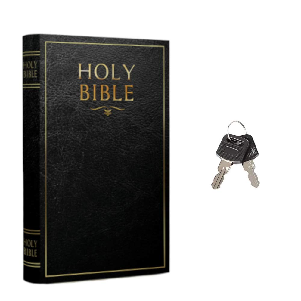 Hidden Safe Box - Fake Book Diversion Safe with Key Lock - Discreet Storage for Valuables - Perfect for Home, Office & Travel Security (Bible Design, X-Large)