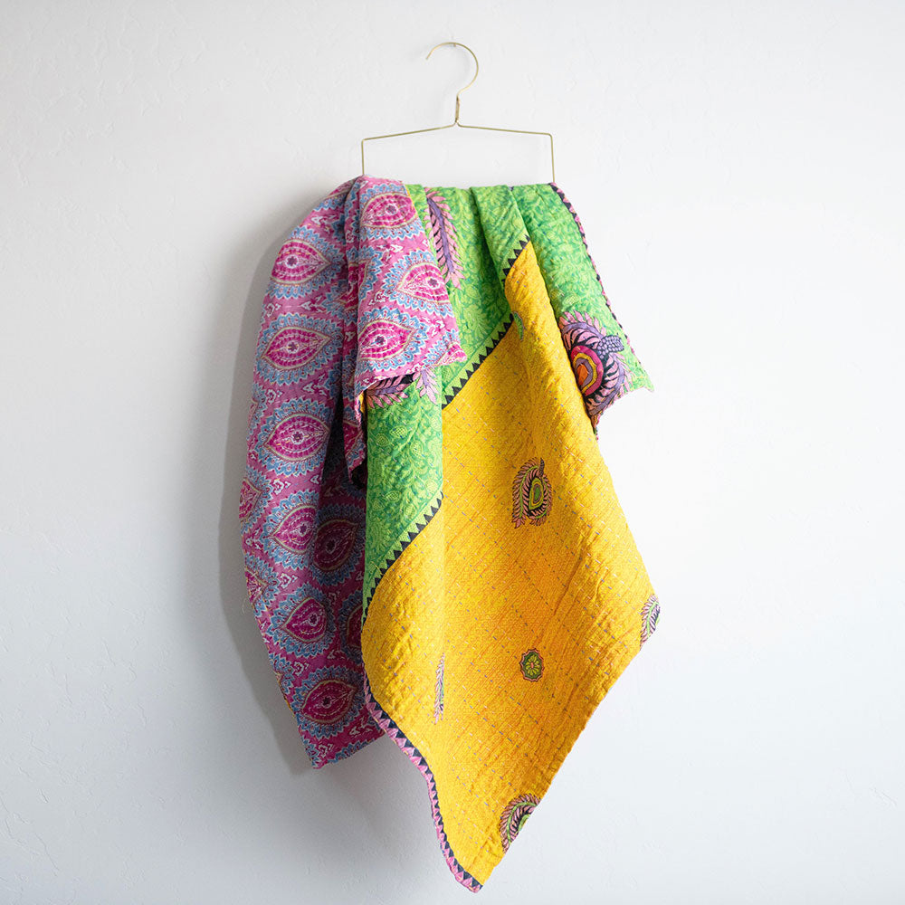 Soft & Cozy Kantha Baby Blanket - Handmade Cotton CB9056 - Perfect for Nursery, Swaddling & Stroller Use