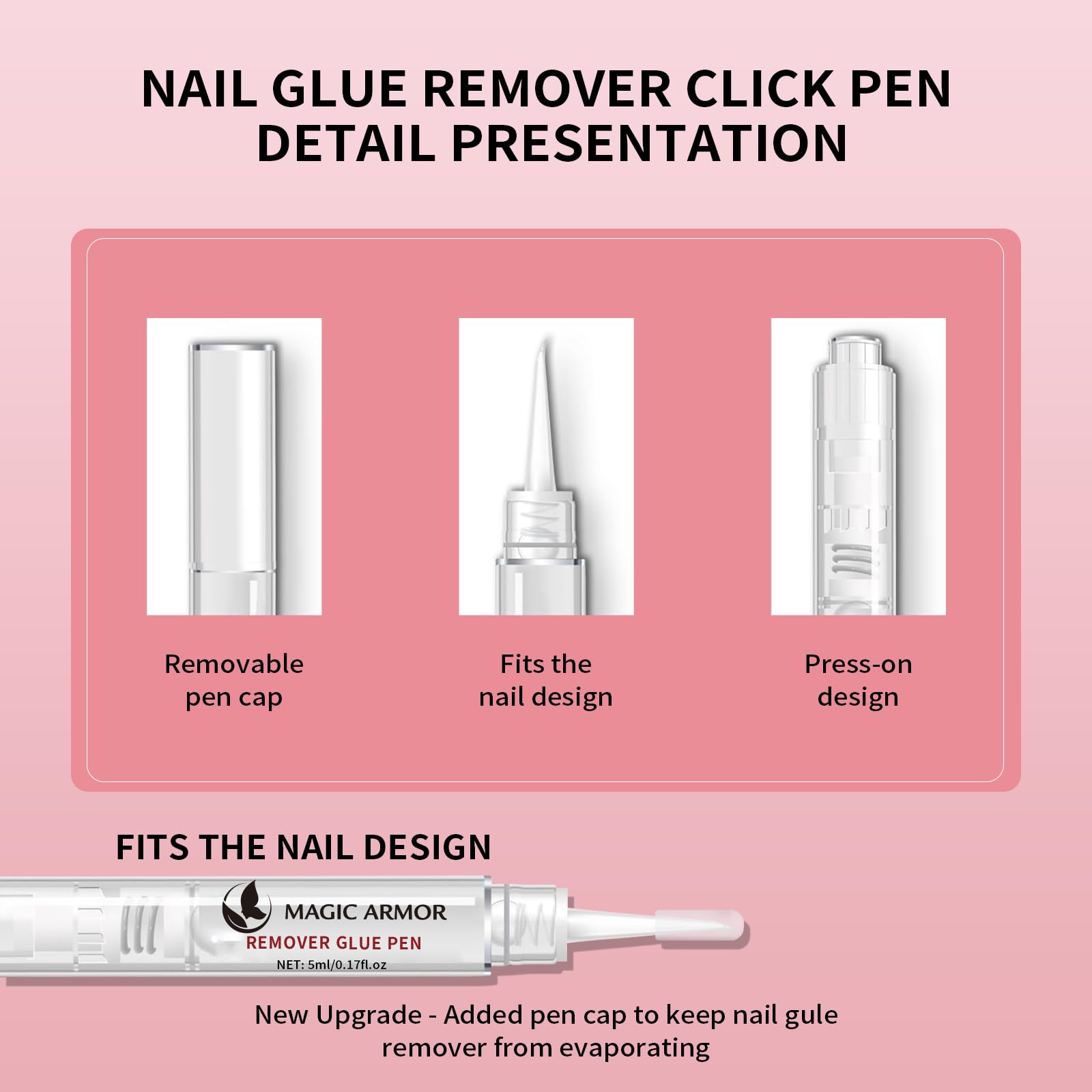 15g Semi-Solid Nail Glue Gel with 5ml Remover Pen - No UV Light Needed, Long-Lasting Press On Nails Super Glue - Easy Click Removal 3-in-1 Nail Glue Remover Kit for Home & Salon Manicures