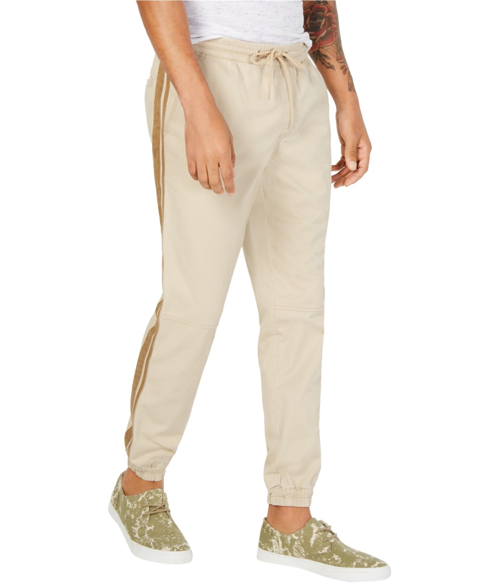 American Rag Men's Side Stripe Jogger Pants - Beige, Small | Comfortable Casual Sweatpants for Lounge, Workout & Streetwear Fashion