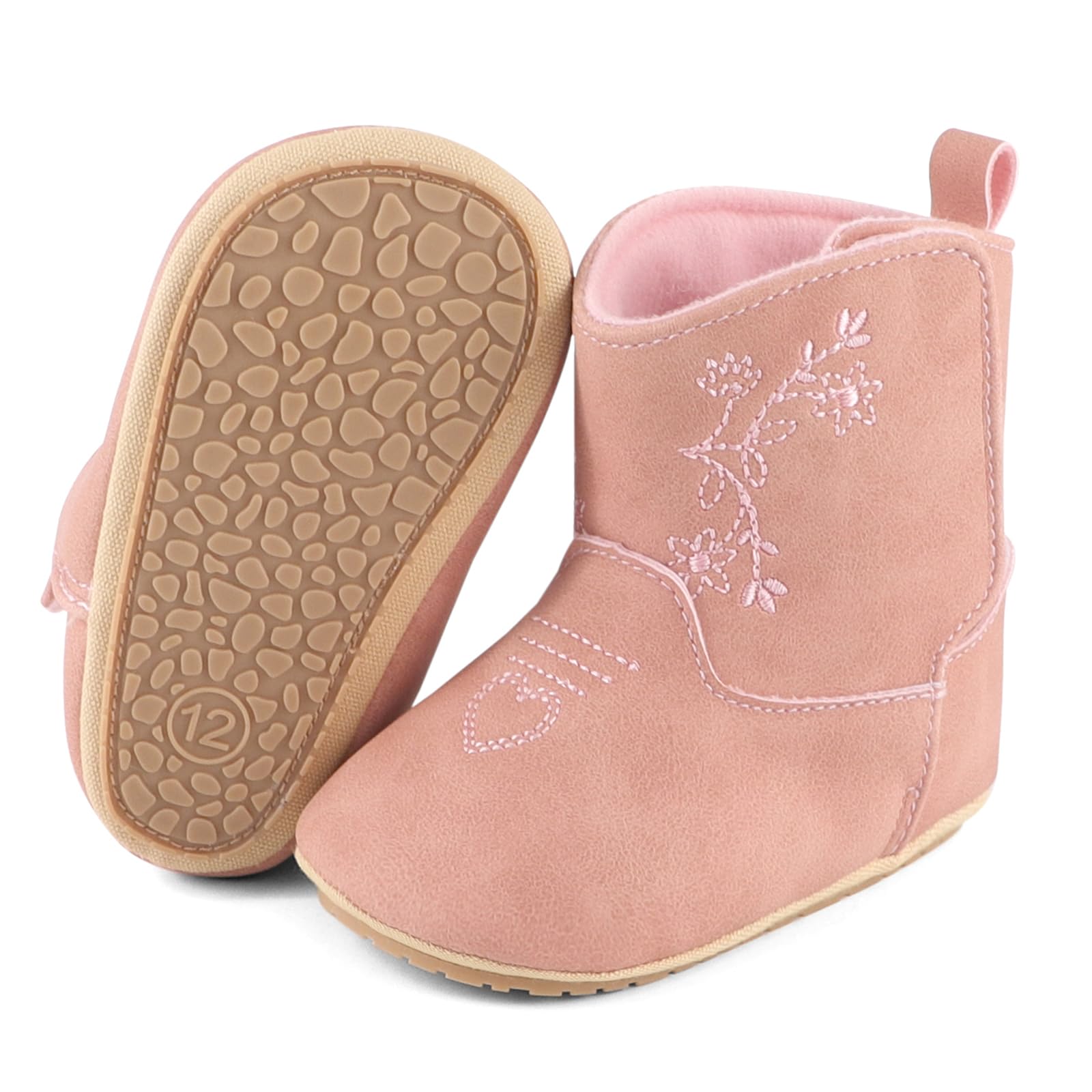 ESTAMICO Baby Girls Western Boots with Embroidery - Soft & Comfortable Cowboy Boots for Toddlers - Perfect for Parties, Playdates & Western Outfits