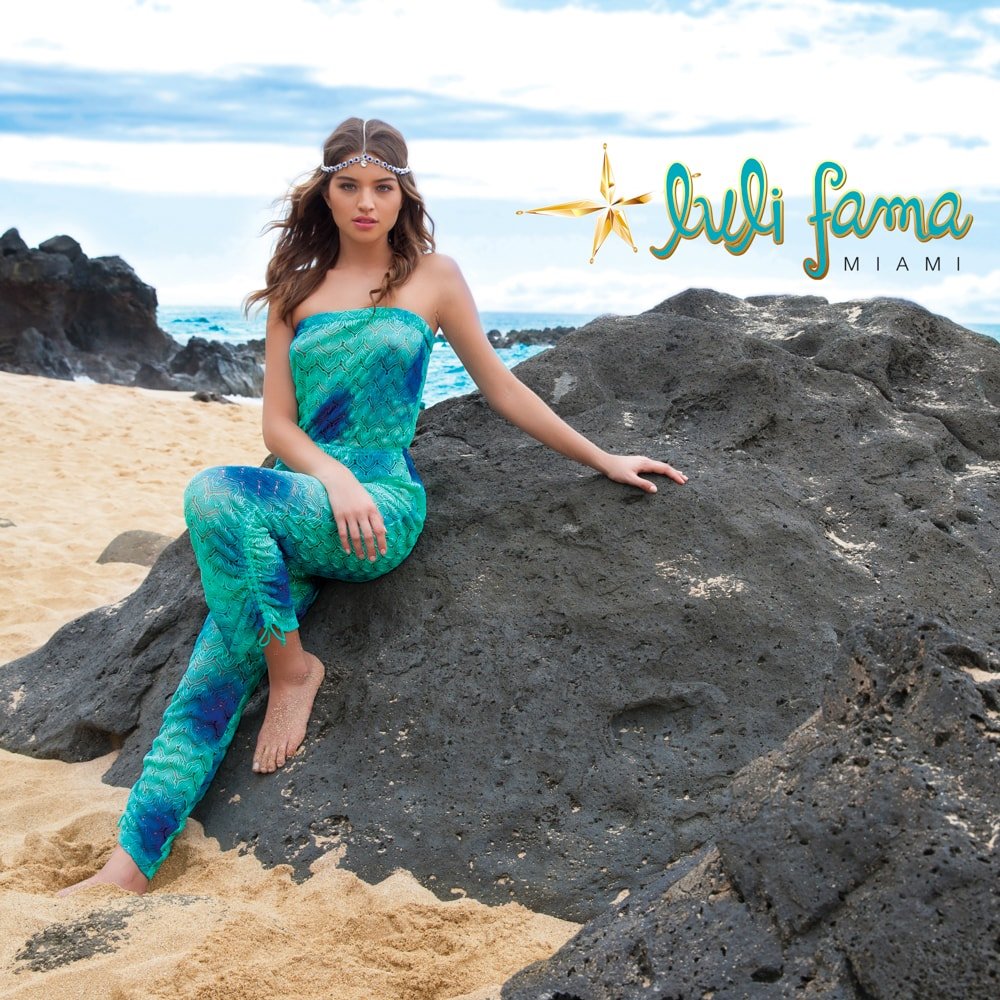 Luli Fama SIETE MARES - Crochet Strapless Jumpsuit for Women | Boho Beach Cover Up | Summer Vacation Outfit | Perfect for Pool Party, Beach Wedding & Tropical Getaway