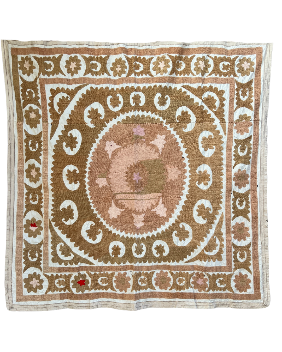 Medium Suzani 052 - Handmade Cotton Suzani Pillow Cover - Boho Home Decor for Living Room, Bedroom & Sofa