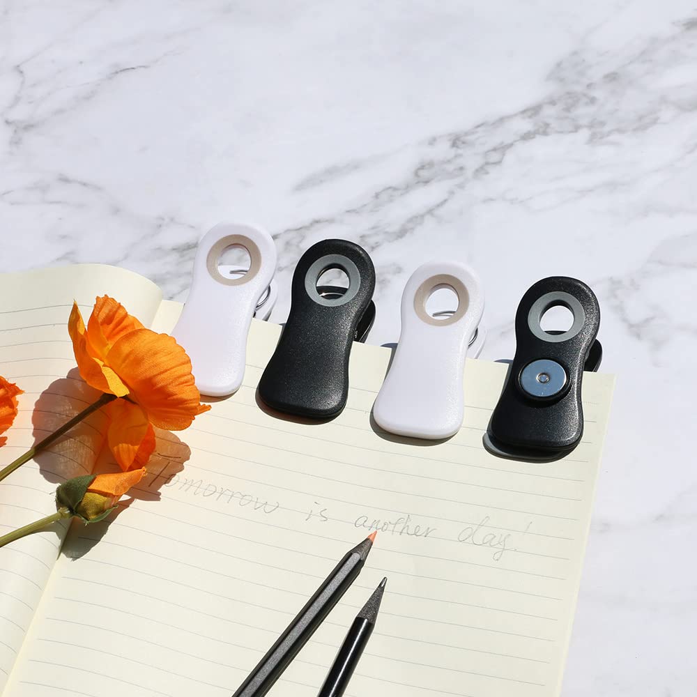 Multi-Purpose Magnetic Clips for Kitchen & Office - Strong Chip Bag Clips, Refrigerator Magnets for Food Storage, Bread Bags, Snack Packaging (10-Pack, Black & White) - Perfect for Organizing Pantry, Fridge & Workspace