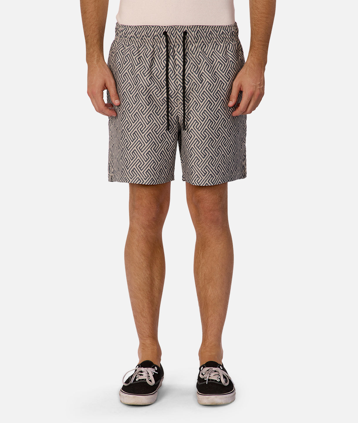 Alvarado Men's Swim Shorts - Quick-Dry Khaki & Charcoal Swim Trunks for Beach, Pool & Water Sports