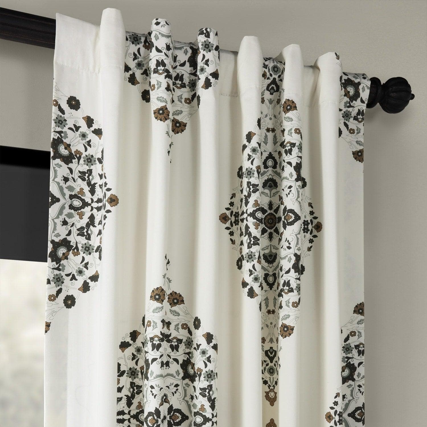 Premium Kerala Cocoa Emblem Printed Cotton Blackout Curtains for Bedroom & Living Room - Thermal Insulated Window Drapes for Home Decor