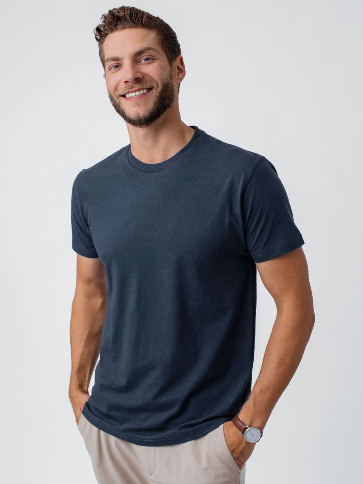 Indigo Blue Crew Neck T-Shirt for Men - Soft Cotton Casual Tee - Perfect for Everyday Wear, Gym & Outings