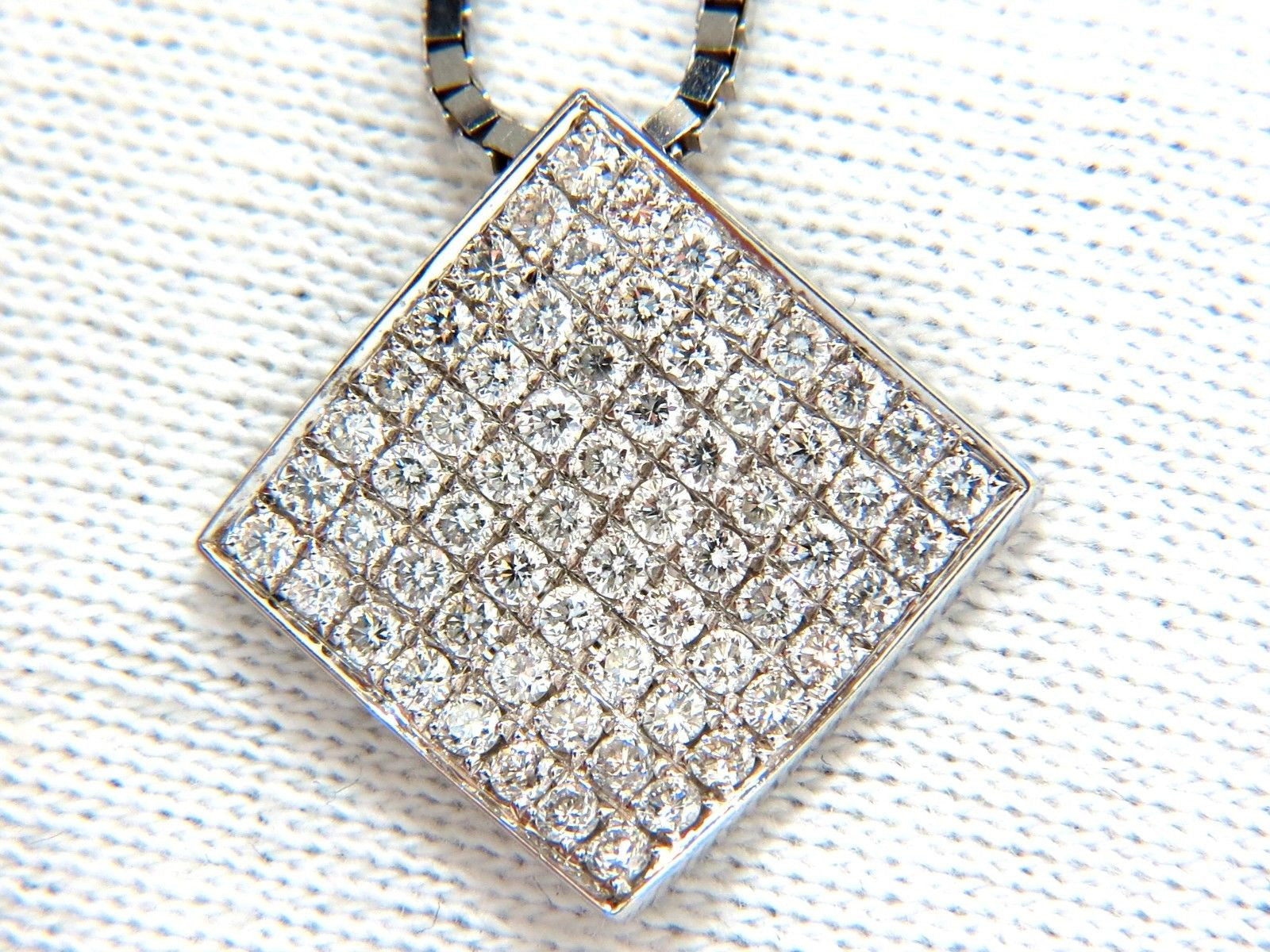 1.40CT Diamond Bead Set Square Zen Pendant with 3D Curve Design - 14KT Gold 16 Inch Chain for Women - Perfect for Meditation, Yoga & Spiritual Jewelry Gifts