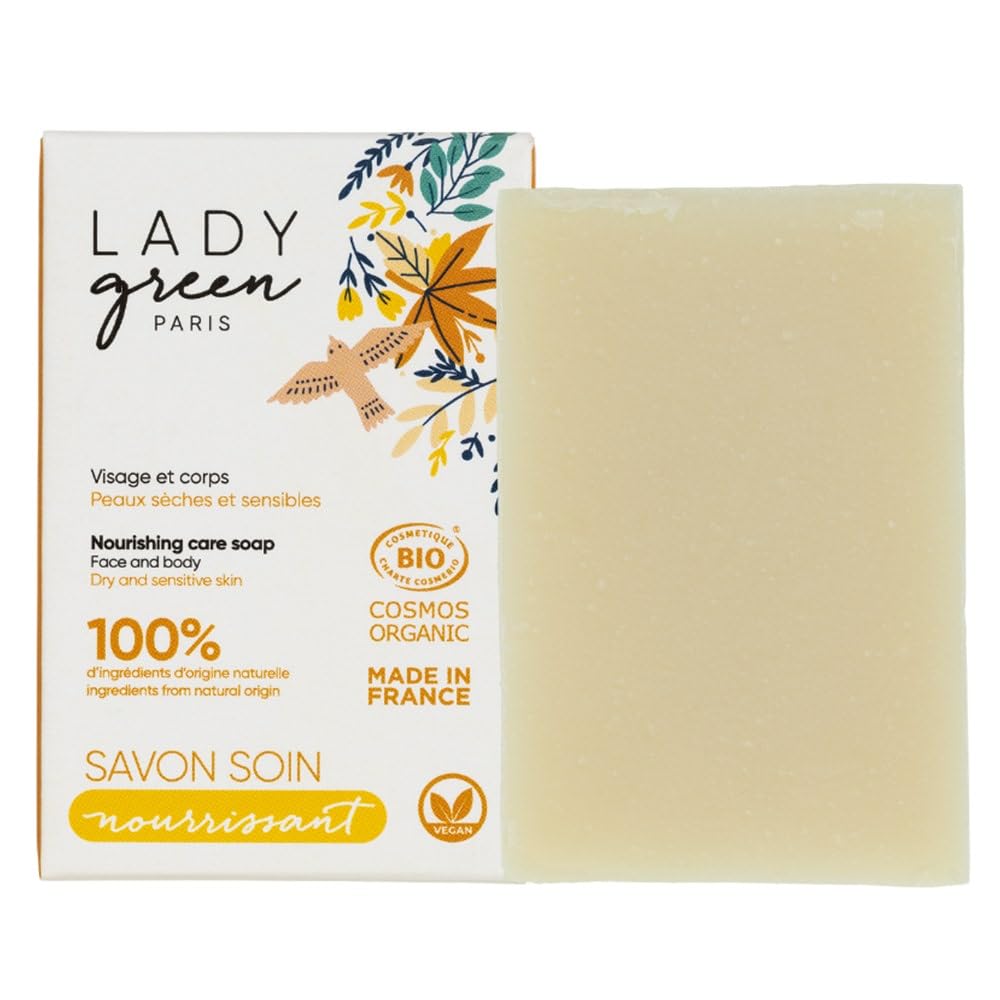 Organic Lady Green Nourishing Care Soap - 100g Natural Skin Cleansing Bar for Sensitive Skin | Perfect for Daily Face & Body Wash, Eco-Friendly Bathroom Essential