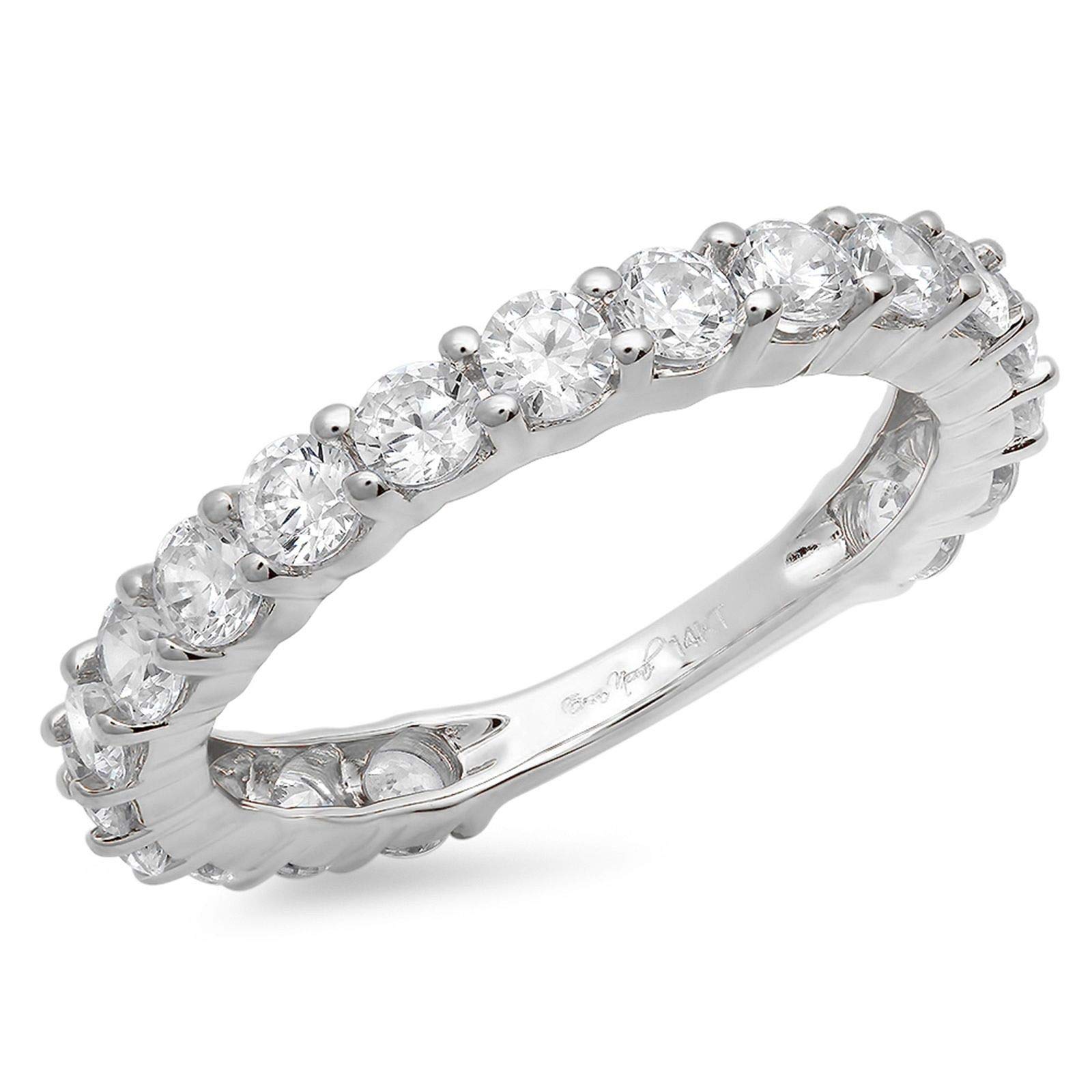 1.52 Carat Brilliant Round Cut Conflict-Free Genuine Cultured Diamond Ring - VS1-VS2 Clarity, I-J Color, Solid 18K White Gold Eternity Band - Perfect for Engagement, Wedding, Anniversary & Promise Rings - Art Deco Style Dainty Jewelry for Women
