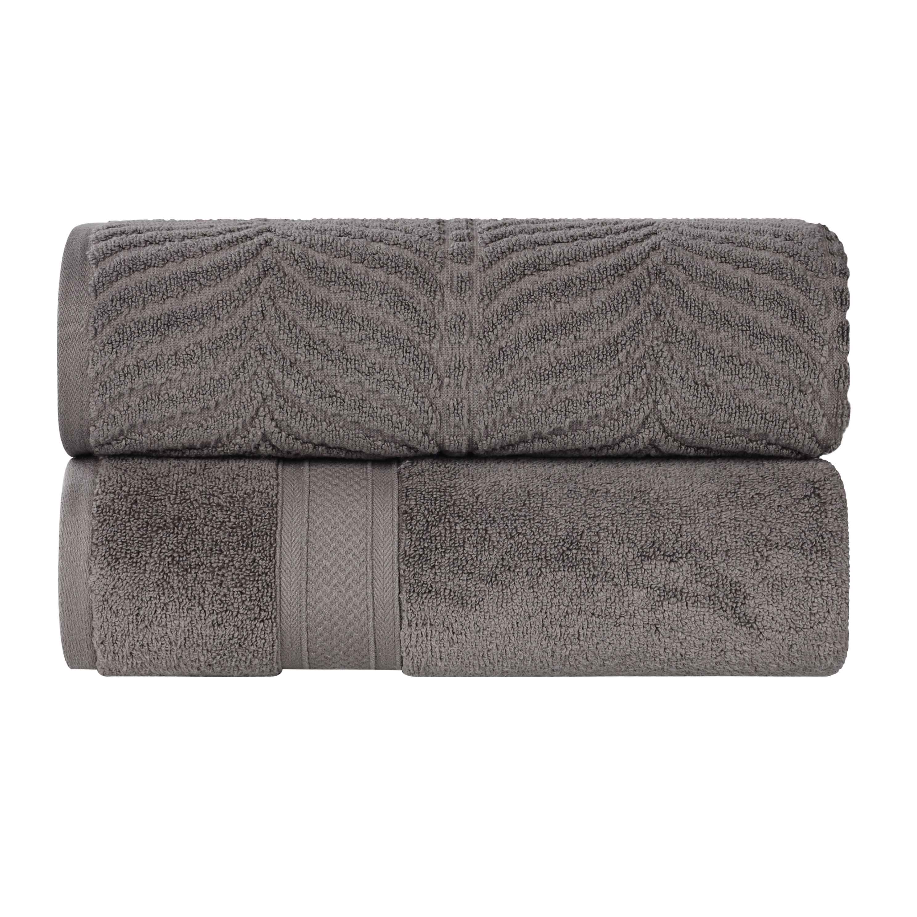 Premium Zero Twist Cotton Bath Sheet Set of 2 - Soft & Absorbent Solid & Jacquard Chevron Design for Luxury Bathroom & Spa Experience