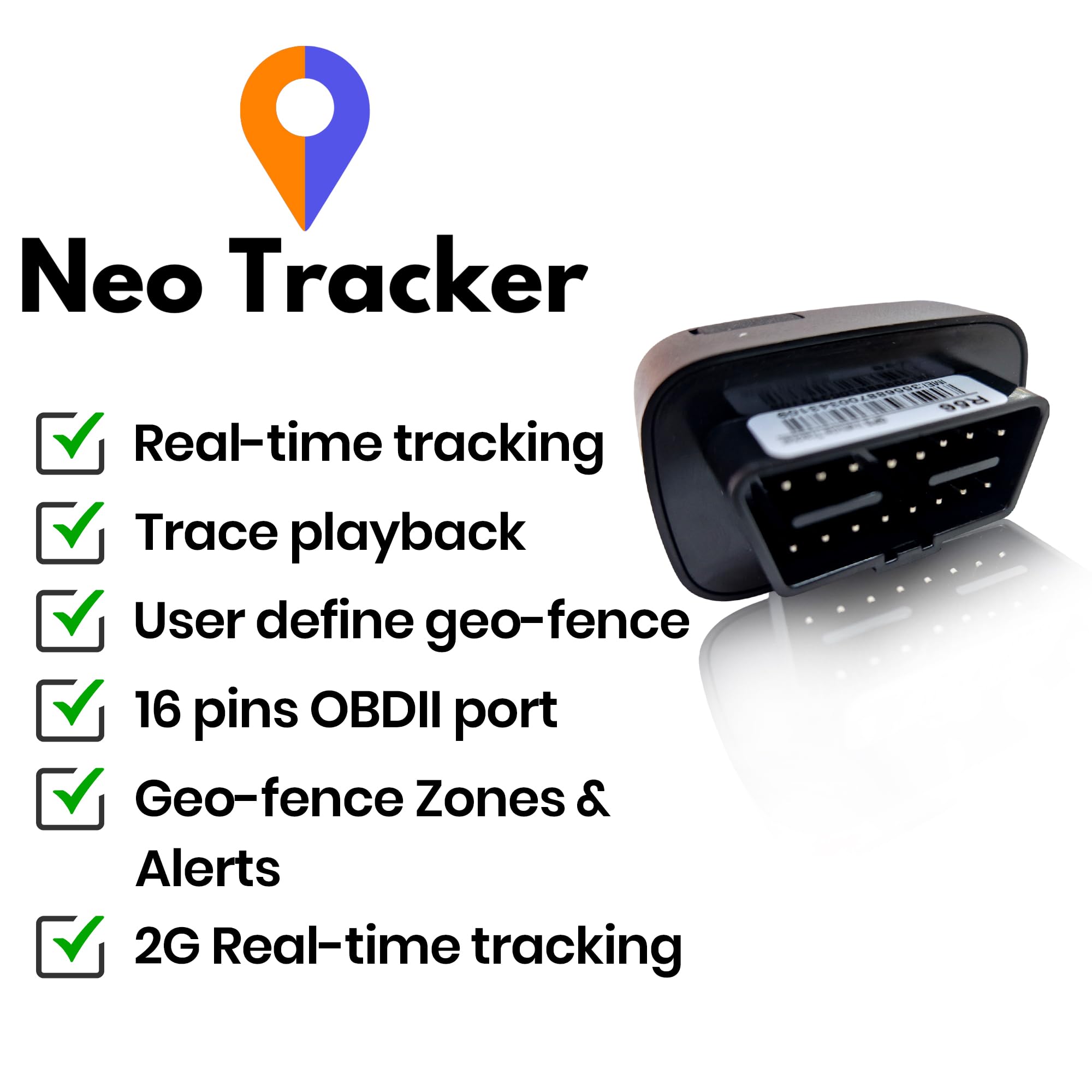 Neo OBD GPS Tracker for Cars, Vans, Motorhomes & Vehicles - Real-Time Vehicle Tracking Device with SIM Card & Security Alerts | Perfect for Fleet Management, Anti-Theft Protection, and Family Safety Monitoring