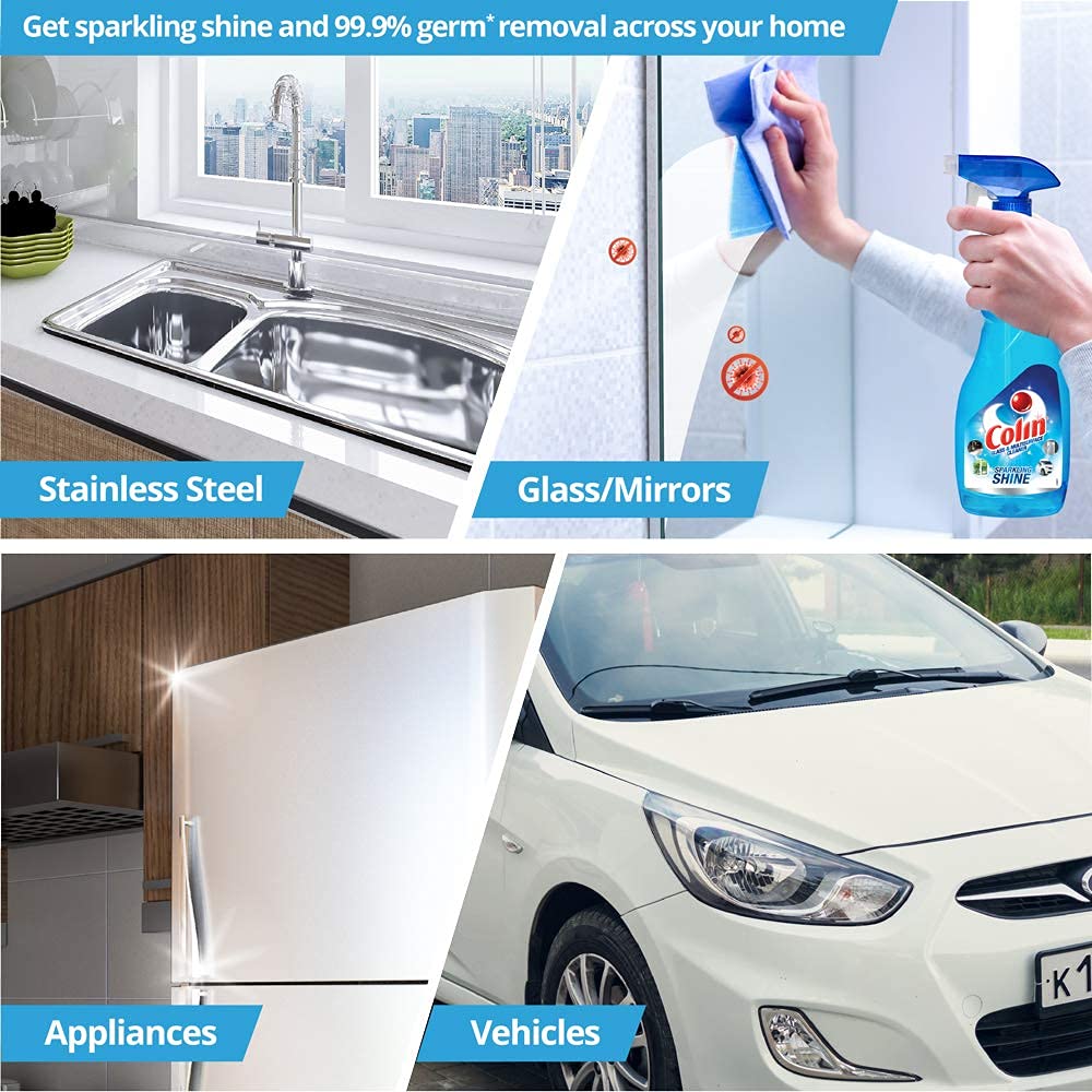 Harpic Original Disinfectant Toilet Cleaner Liquid 1L + Colin Glass & Surface Cleaner Spray 500ml - Powerful Bathroom & Kitchen Cleaning Combo for Sparkling Surfaces