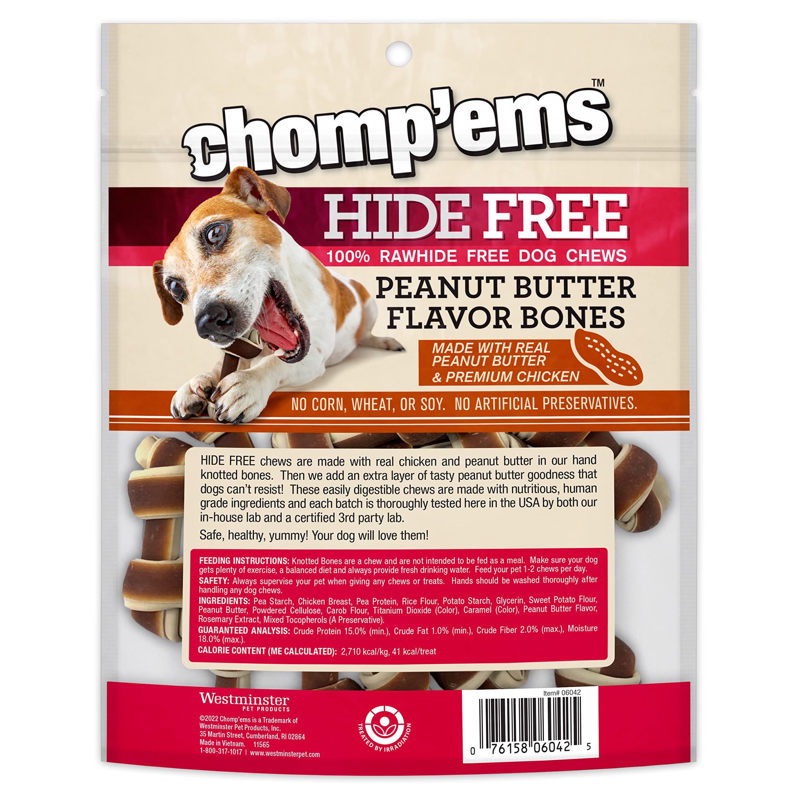 CHOMP 'EMS Chicken & Peanut Butter Dog Chews - Natural Rawhide-Free Treats for All Life Stages - 2