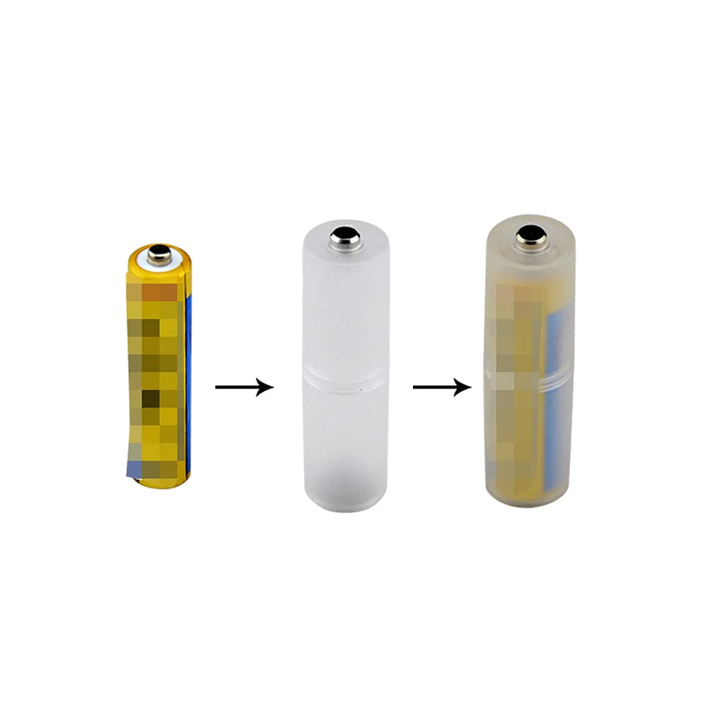 8-Piece AAA to AA Battery Adapter Holder Set - White Plastic Battery Converter Case for Household Electronics, Toys, and Remote Controls