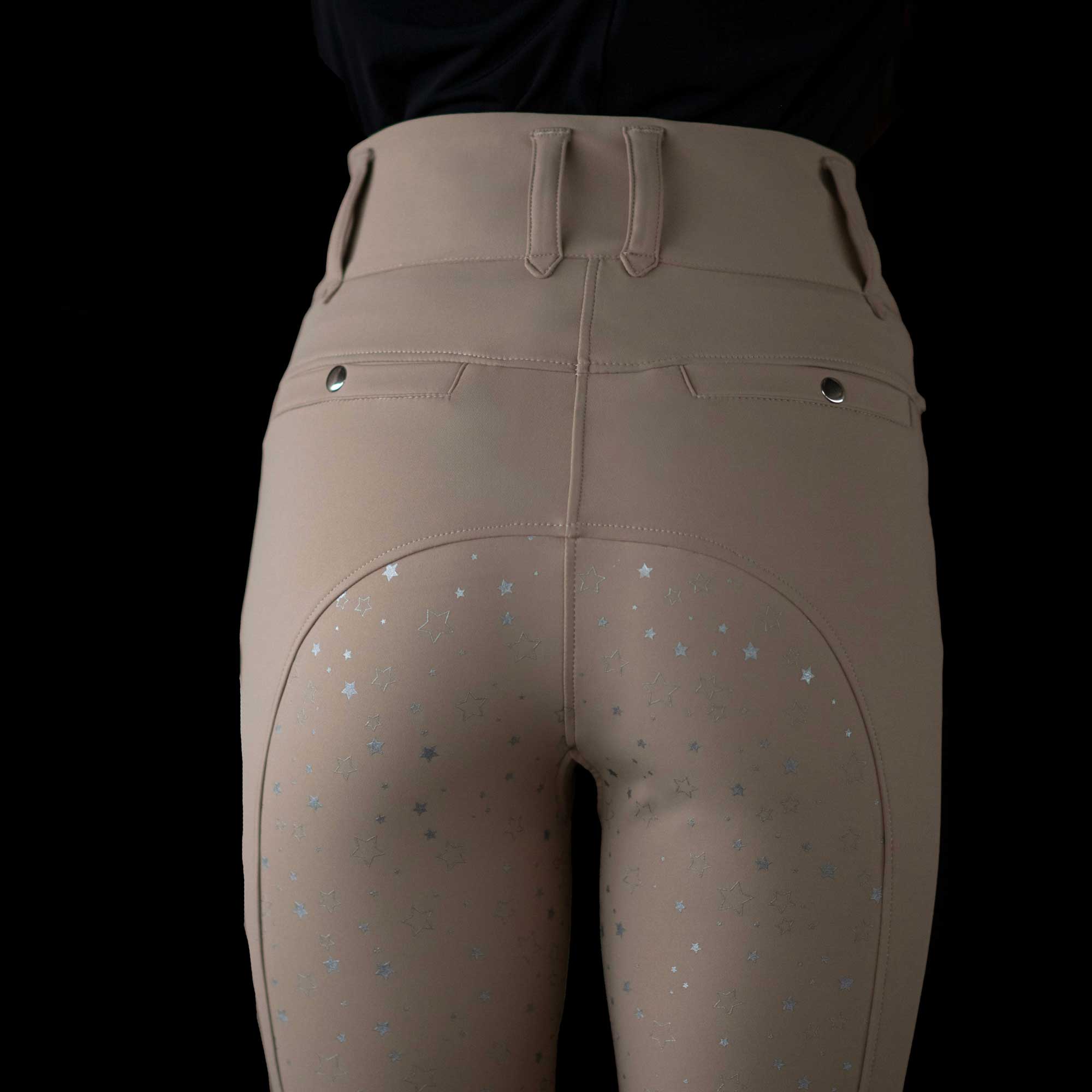 Dapplebay Shine On Compression Full Seat Show Breeches for Equestrian Riding - Comfortable Tan Horse Riding Pants for Women - Perfect for Show Jumping, Dressage & Training