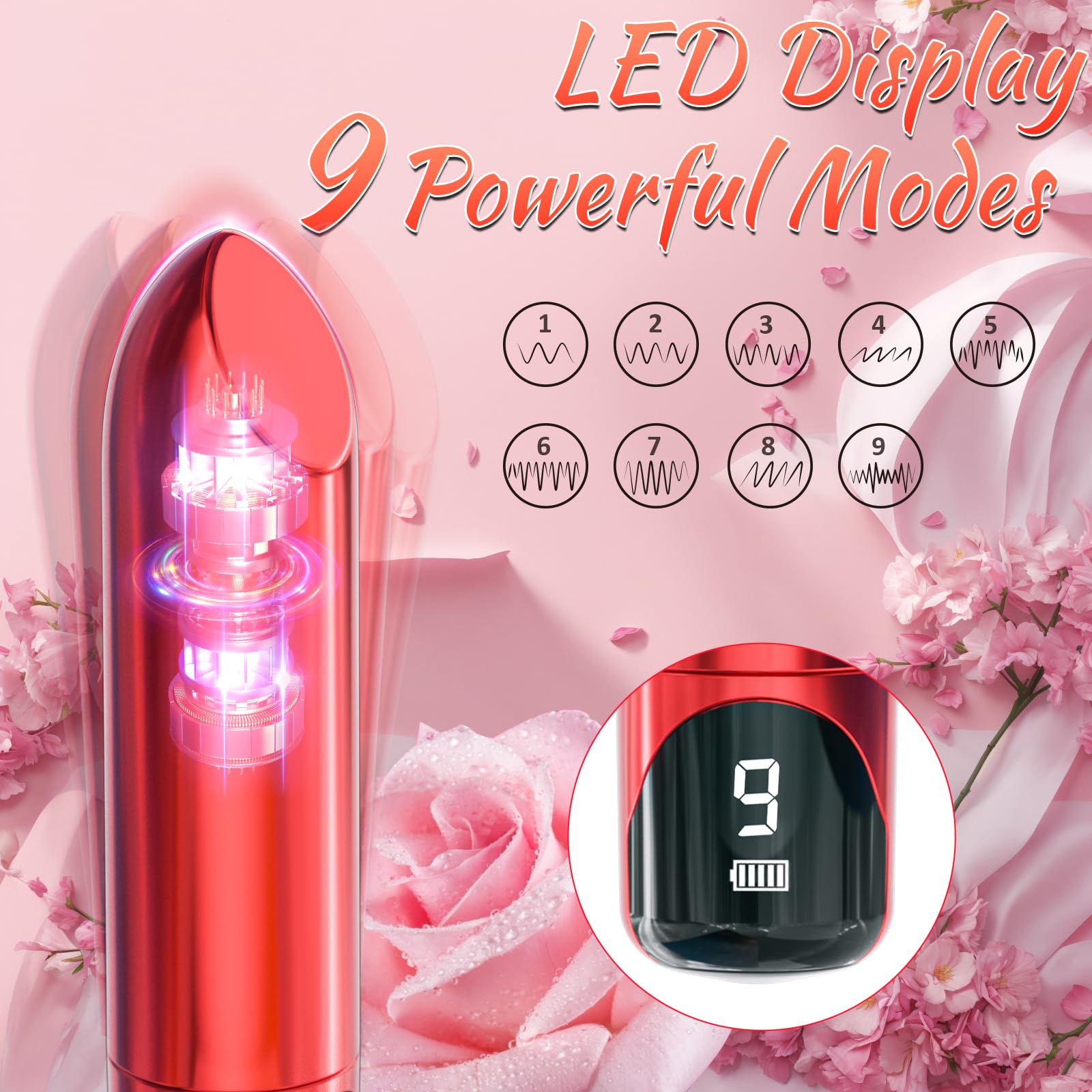 Premium Mini Bullet Vibrator for Women - 9 Powerful Vibration Modes, LED Display, G Spot & Clitoral Stimulation | Discreet Lipstick Design for Travel & Home Use | Adult Sex Toy for Couples & Solo Play