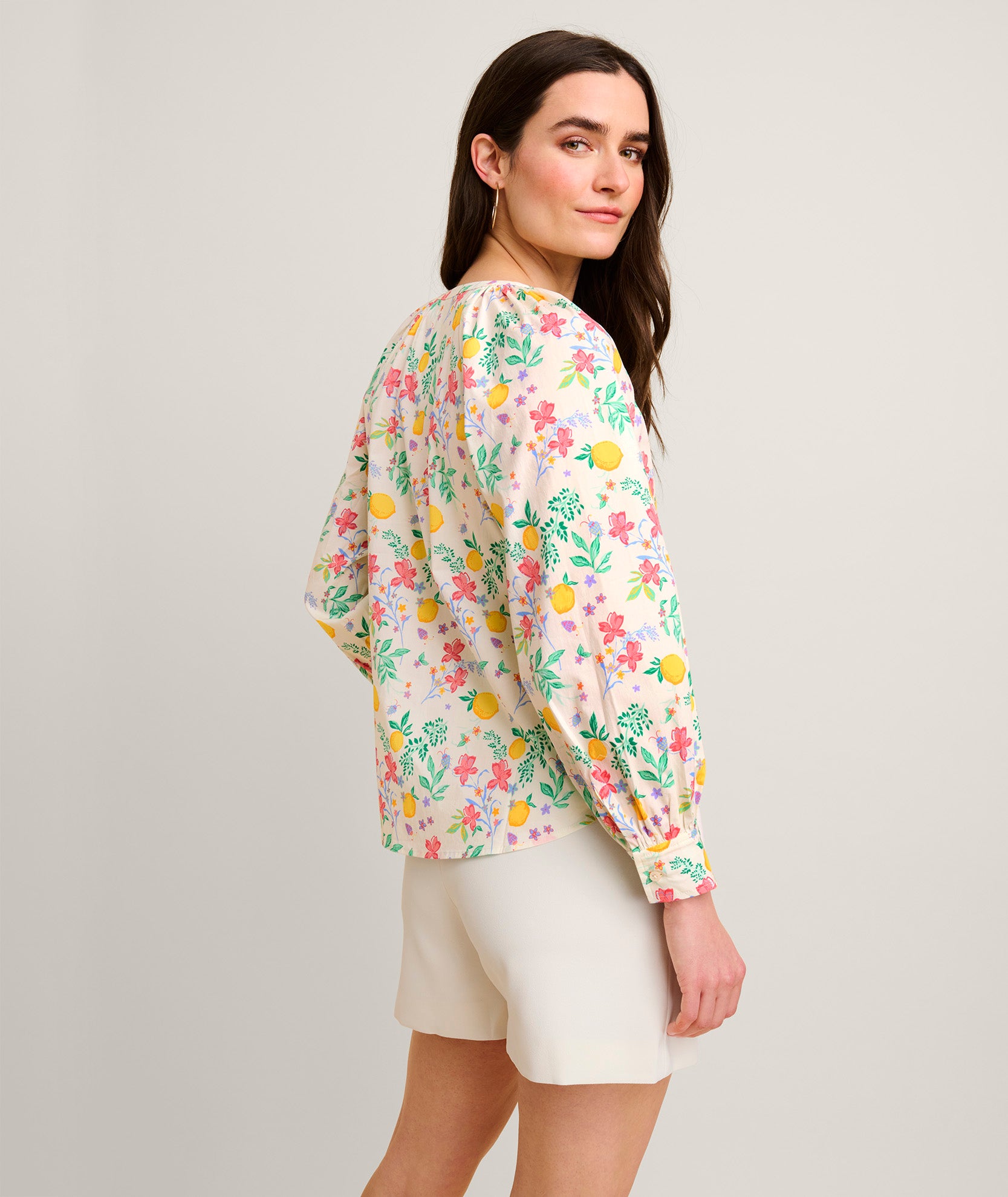 Stretchy Cotton Lemon Print Carrie Shirt - Women's Fashion Blouse for Casual Wear, Summer Outfits & Vacation Style