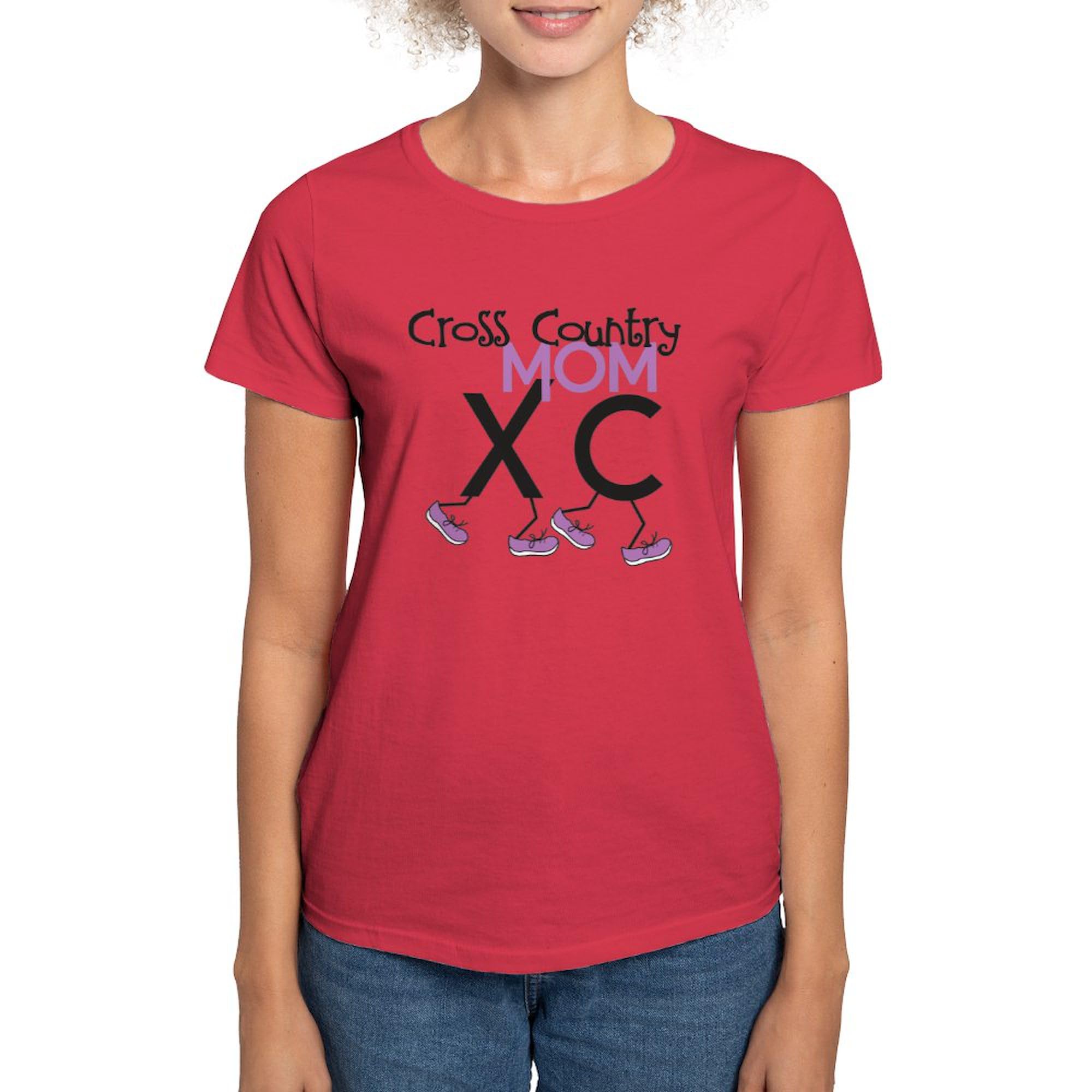 XC Cross Country Mom T-Shirt for Women - Soft Cotton Dark Running Shirt - Perfect for Track Meets, Races & Supportive Mom Gifts