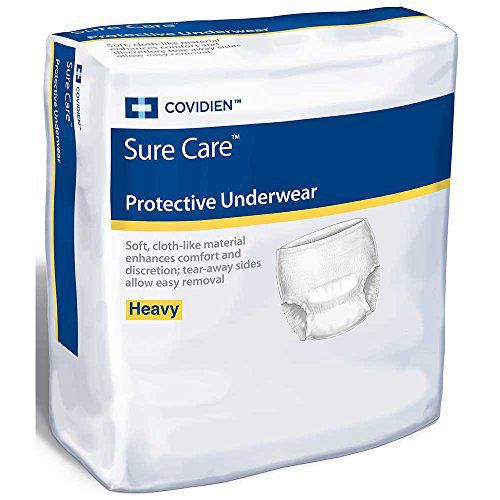 Covidien SureCare 1615 Heavy Absorbency Protective Underwear for Adults - Large (44-54) | Unisex Disposable Briefs with 4 Blue Strand Bands | Case of 72 | Ideal for Incontinence Care & Post-Surgery Recovery