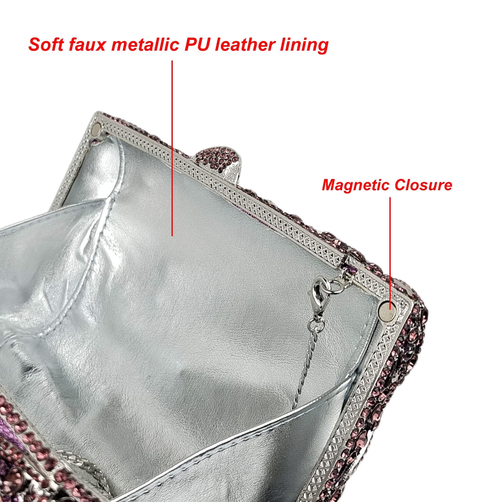 Luxury Purple Agate Crystal Evening Clutch Bag for Women - Glitter Rhinestone Party Wedding Purse - Perfect for Prom, Gala & Special Occasions