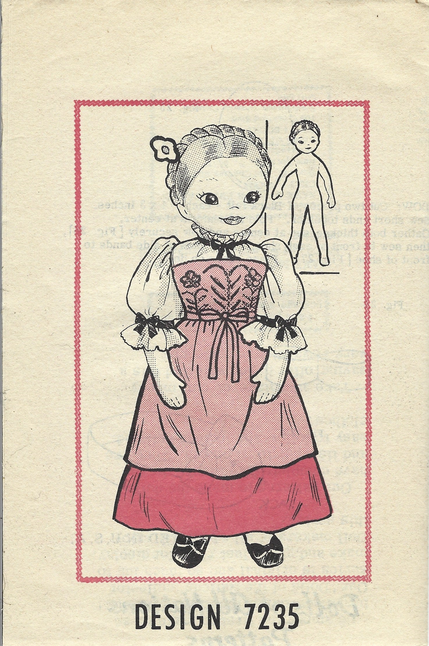 Vintage Swiss Dolls of Nations Needlecraft Sewing Pattern 7235 - DIY Handmade Craft Kit for Collectors & Home Decor | Perfect for Doll Making, Costume Design & Vintage Craft Projects