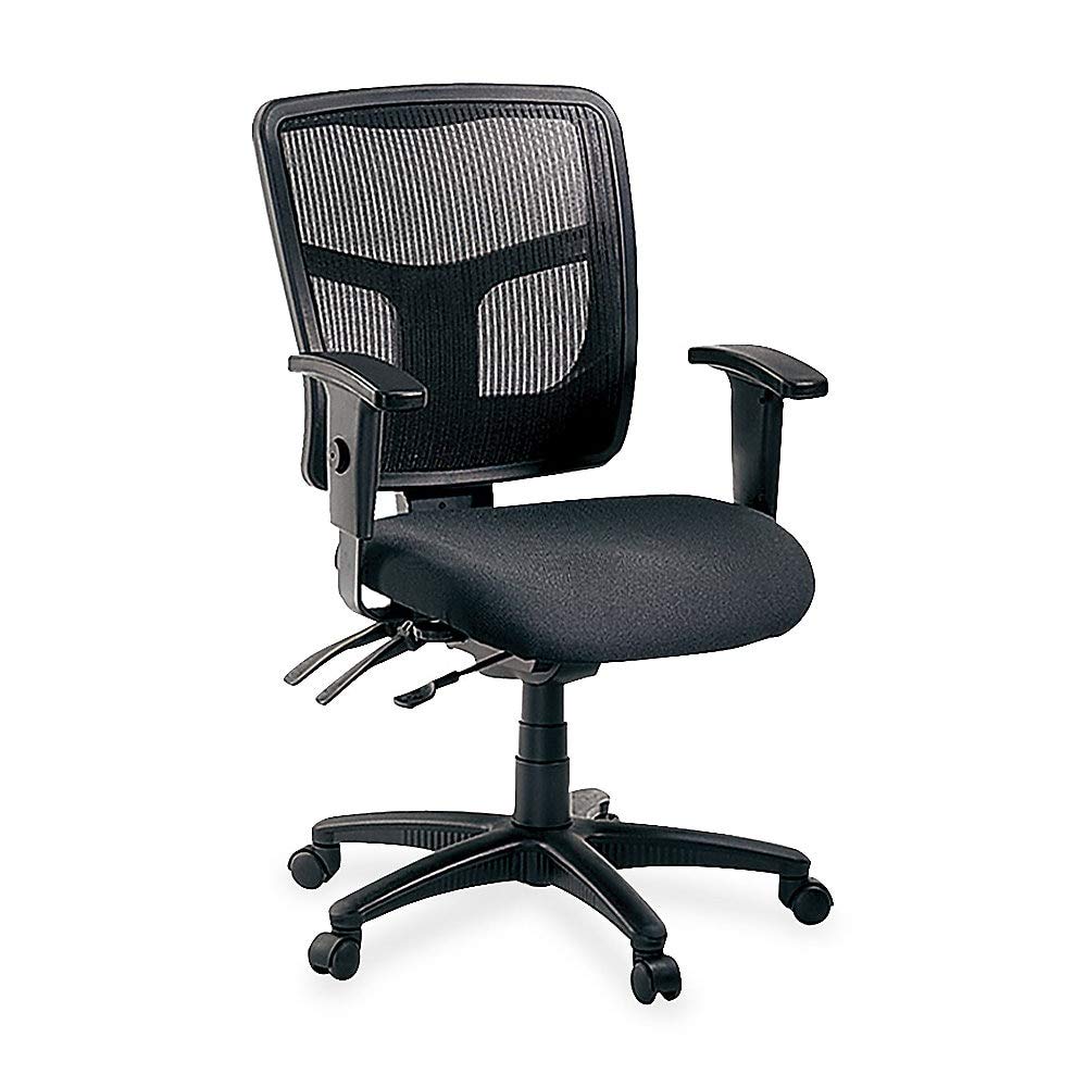 Lorell Ergonomic Mesh Office Chair with Black Fabric Seat - Comfortable Adjustable Desk Chair for Home & Office Workspaces