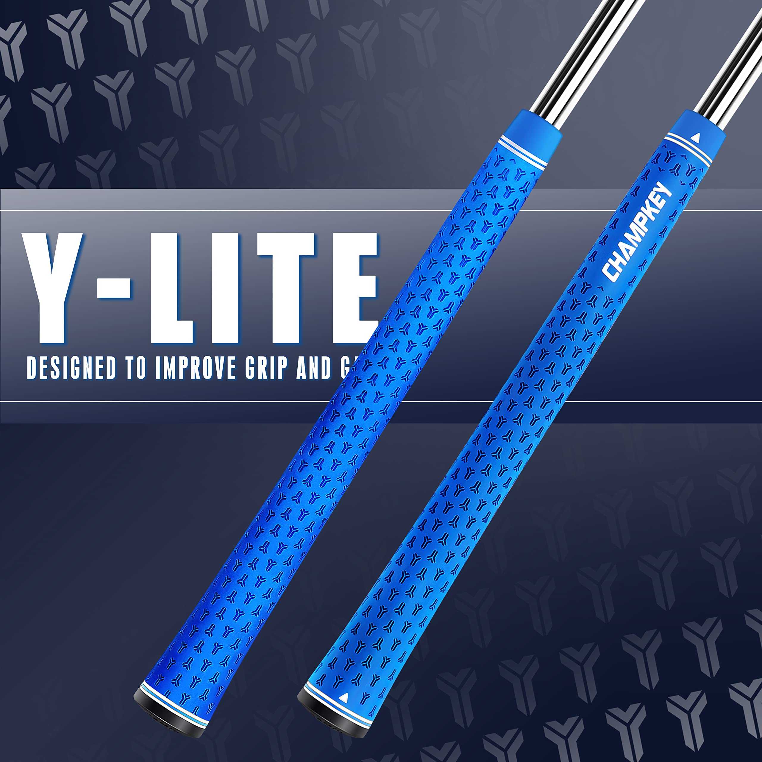 CHAMPKEY Y-LITE Golf Grips 13 Pack with All Repair Kits - All Weather Performance Golf Club Grips - High Traction Rubber Grips with Texture Control Technology | Perfect for Golf Club Maintenance, Replacement & Improved Swing Control on the Course