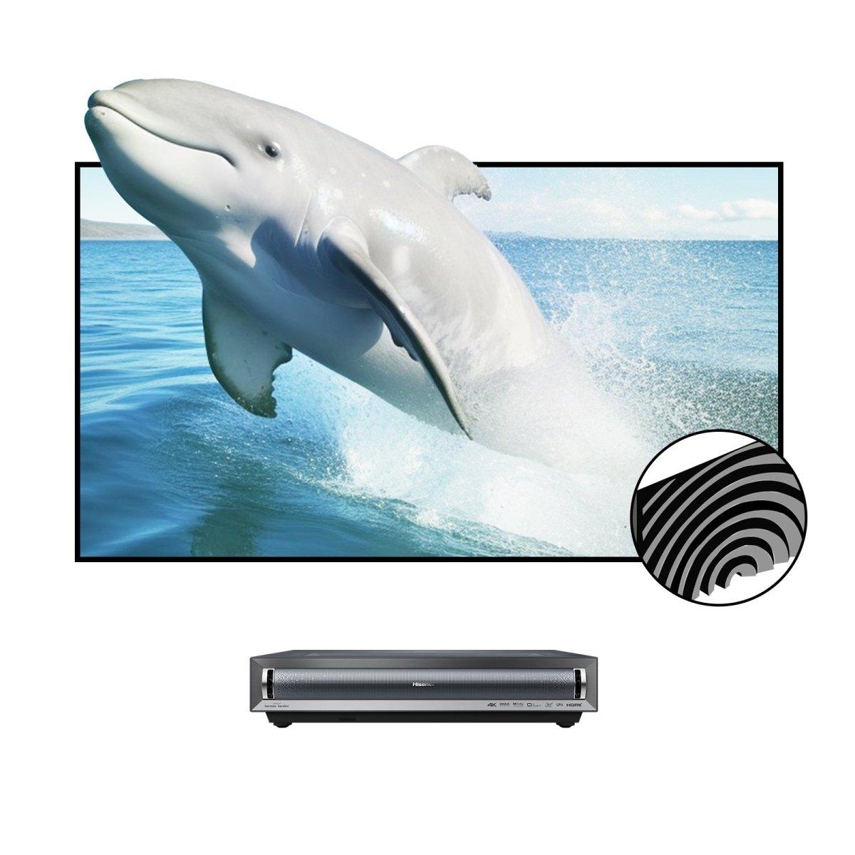 Hisense PX3 Pro TriChroma Laser Projector & Vividstorm CineVision Pro UST ALR Screen Bundle - 4K Home Theater System for Movie Nights, Gaming & Outdoor Entertainment