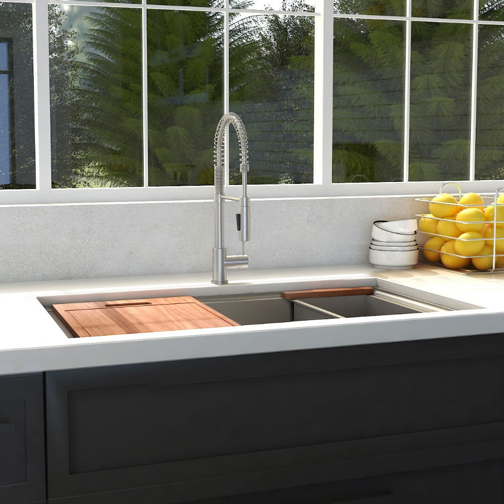 ZLINE Garmarch 27-Inch Undermount Single Bowl Stainless Steel Kitchen Sink with Bottom Grid & Accessories (SLS 27) - Perfect for Modern Kitchens, Remodeling & Heavy-Duty Cooking