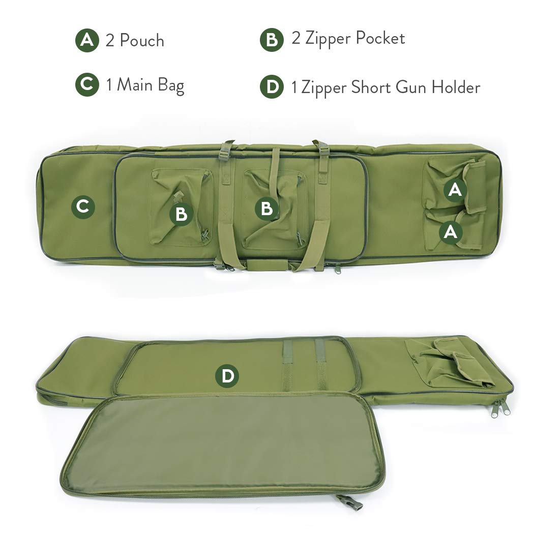 LUVODI 118cm Tactical Airsoft Rifle Carry Case Bag - Durable Protection for Airsoft Replicas (Green) | Perfect for Airsoft Games, Storage & Transport