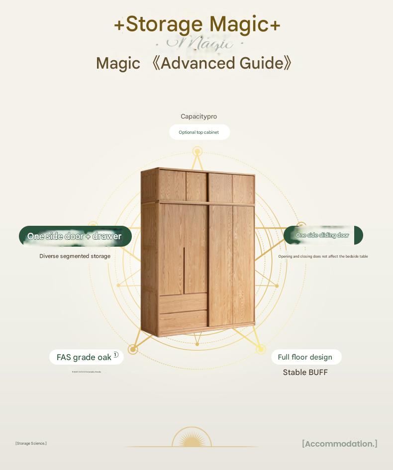 Solid Oak Wood Modern Wardrobe with Ample Storage - Perfect for Bedroom, Living Room, and Office Organization