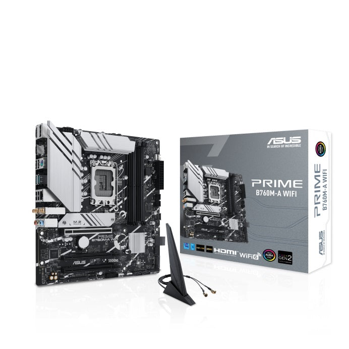 ASUS Prime B760M-A WiFi DDR5 mATX Motherboard - LGA1700 Socket for 13th/12th Gen Intel Core Processors | Dual M.2, WiFi 6, PCIe 4.0 | Perfect for Gaming PC Builds & Home Office Workstations