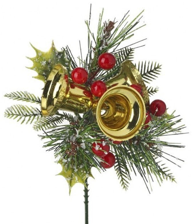 Vintage Gold Bell & Berry Picking Spray - Rustic Farmhouse Decor for Garden, Wedding, and Holiday Ornaments | Perfect for DIY Crafts, Christmas Tree Decor, and Country Home Accents