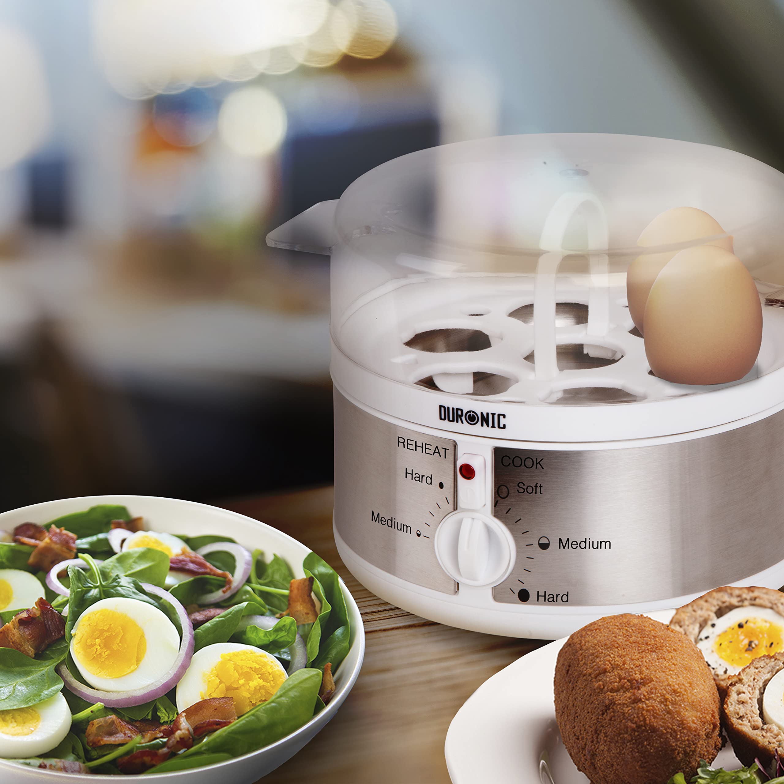 Duronic EB35 Electric Egg Boiler & Steamer - Automatic Egg Cooker Machine for Perfect Soft, Medium & Hard Boiled Eggs (7 Eggs Capacity) | Ideal for Breakfast, Meal Prep & Healthy Cooking