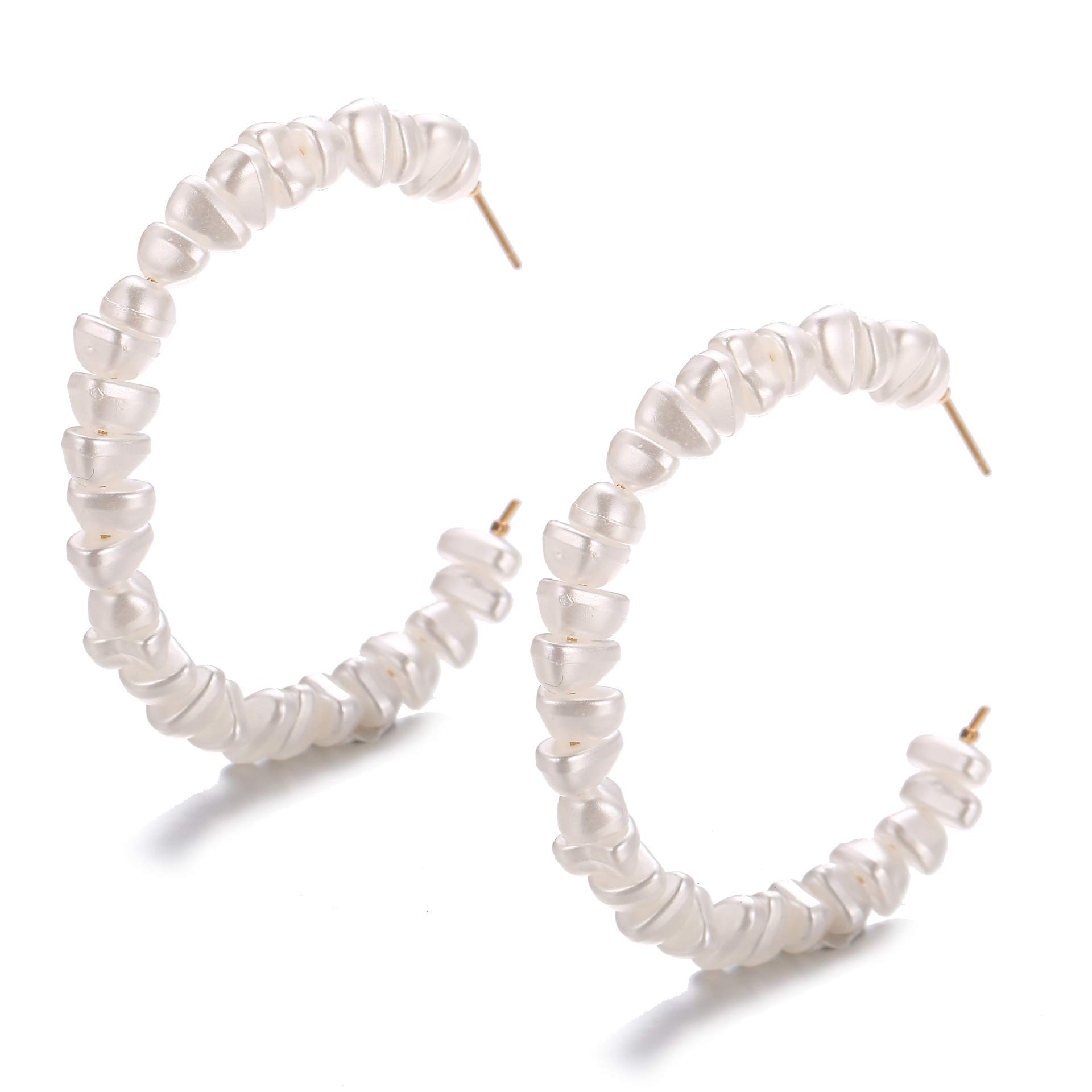 Wiwpar Pearl Hoop Earrings - Elegant Circle Dangle Drop Earrings with Imitation Pearls for Women | Perfect for Weddings, Parties & Everyday Wear (Style 5)