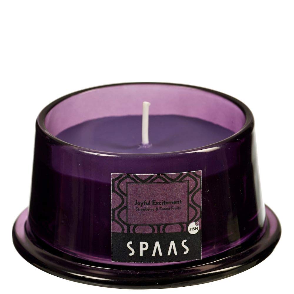 Premium Spaas Scented Candle - Low Glass Container, Paraffin Wax, Aubergine Fragrance (92mm x 48mm) for Relaxation, Home Decor & Aromatherapy