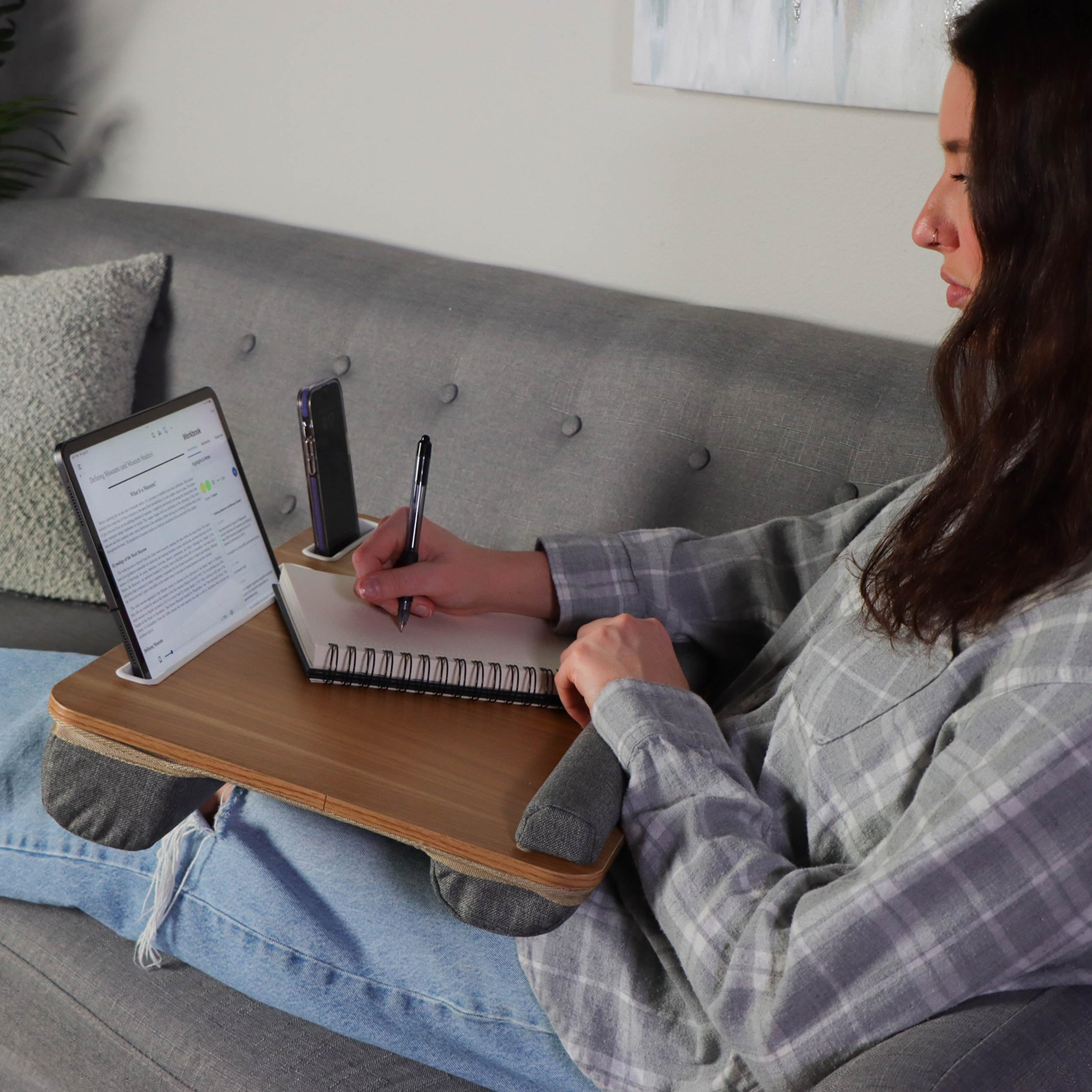 Ergonomic Laptop Pillow Lap Desk - 21in Wide Portable Laptop Tray for Bed, Sofa & Car Travel - Perfect for Working, Studying & Writing Comfortably Anywhere