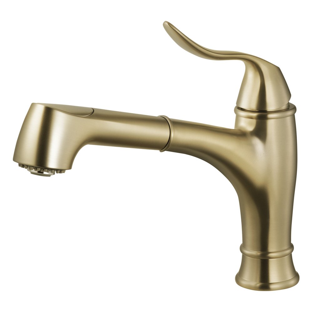 Houzer SURPO-571-BB Brushed Brass Pull-Out Kitchen Faucet with Surge Technology - Perfect for Modern Farmhouse & Commercial Style Kitchens