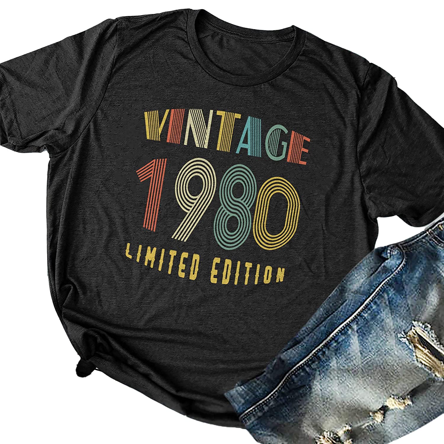 Vintage 1980 Retro T-Shirt & Hoodie - 41st Birthday Gift for Men & Women - Long Sleeve Shirt & Sweatshirt for 1980s Themed Parties, Nostalgic Fashion & Casual Wear